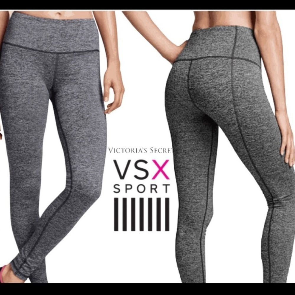 PINK by Victoria’s Secret Grey Leggings High Rise Logo Athleisure Size M
